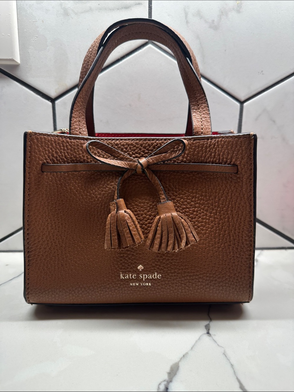 kate spade Brown Leather Tassel Mini Satchel